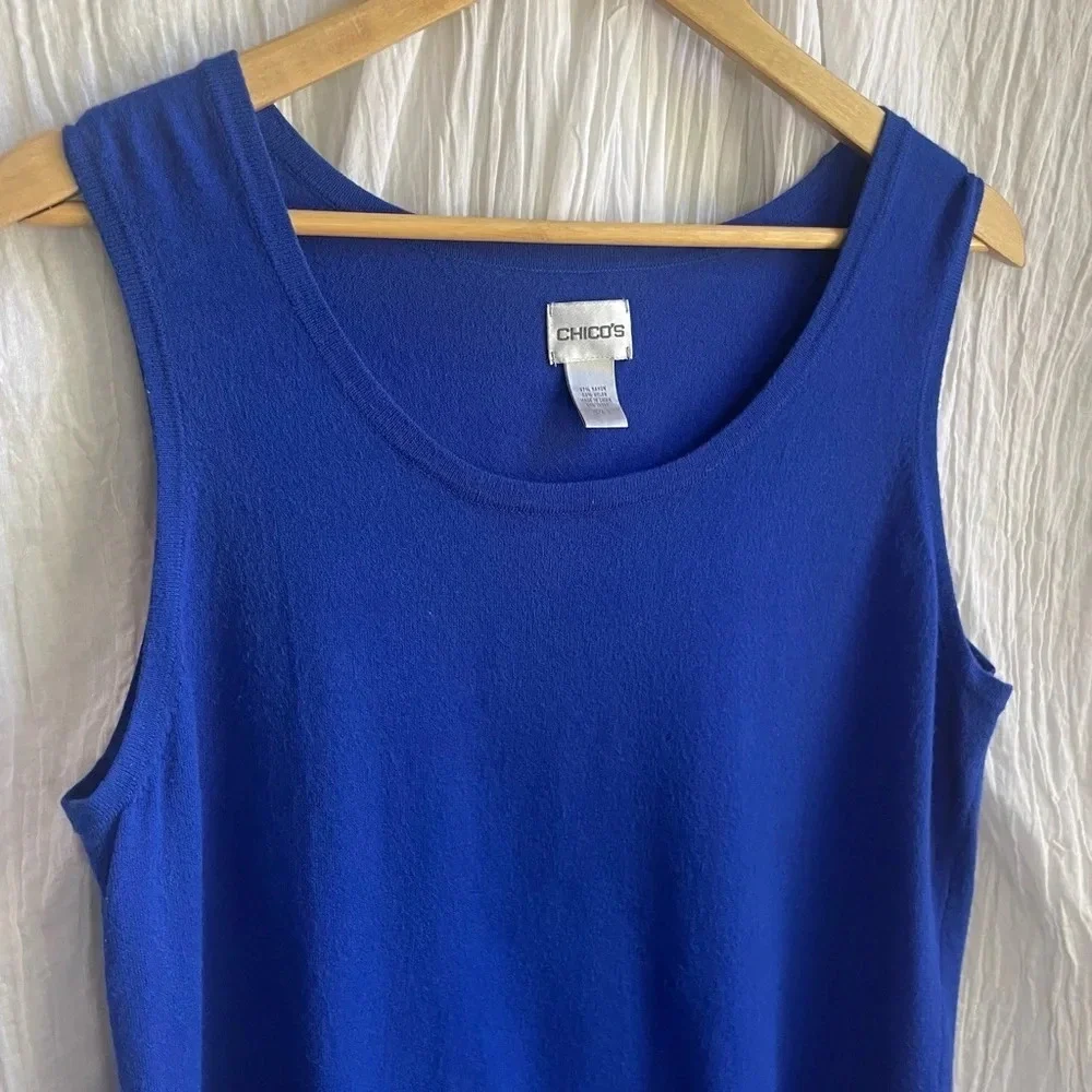 80%OFF❣️Chico’s Blue Knit Tank Top, 3 - Picture 4 of 10